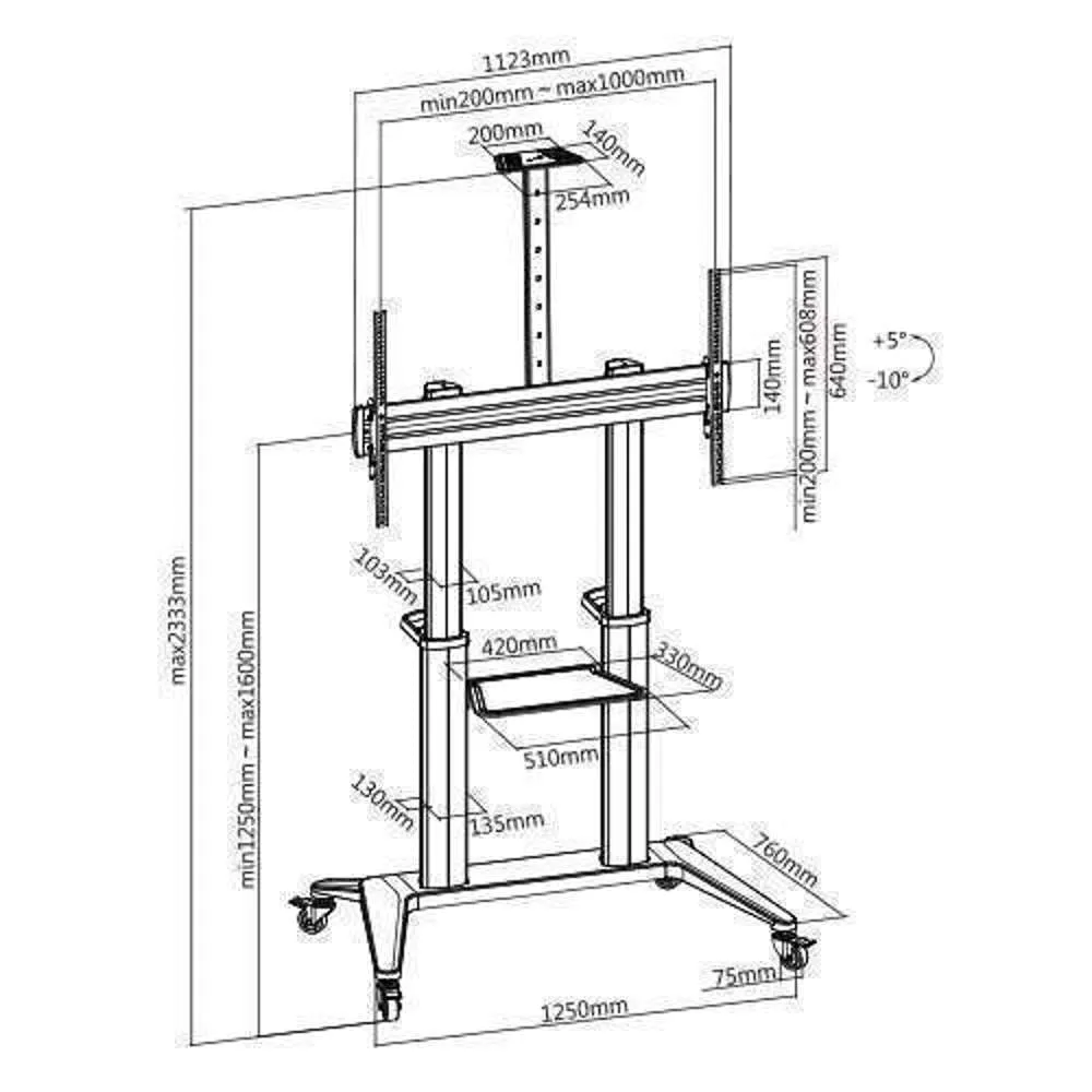 Brateck Mobile TV Cart 70" - 120"