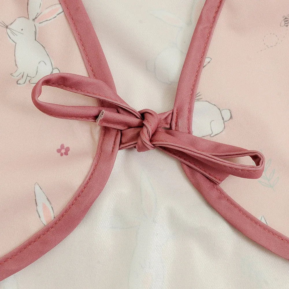 Bunnies Coverall Feeding Bib | Pink