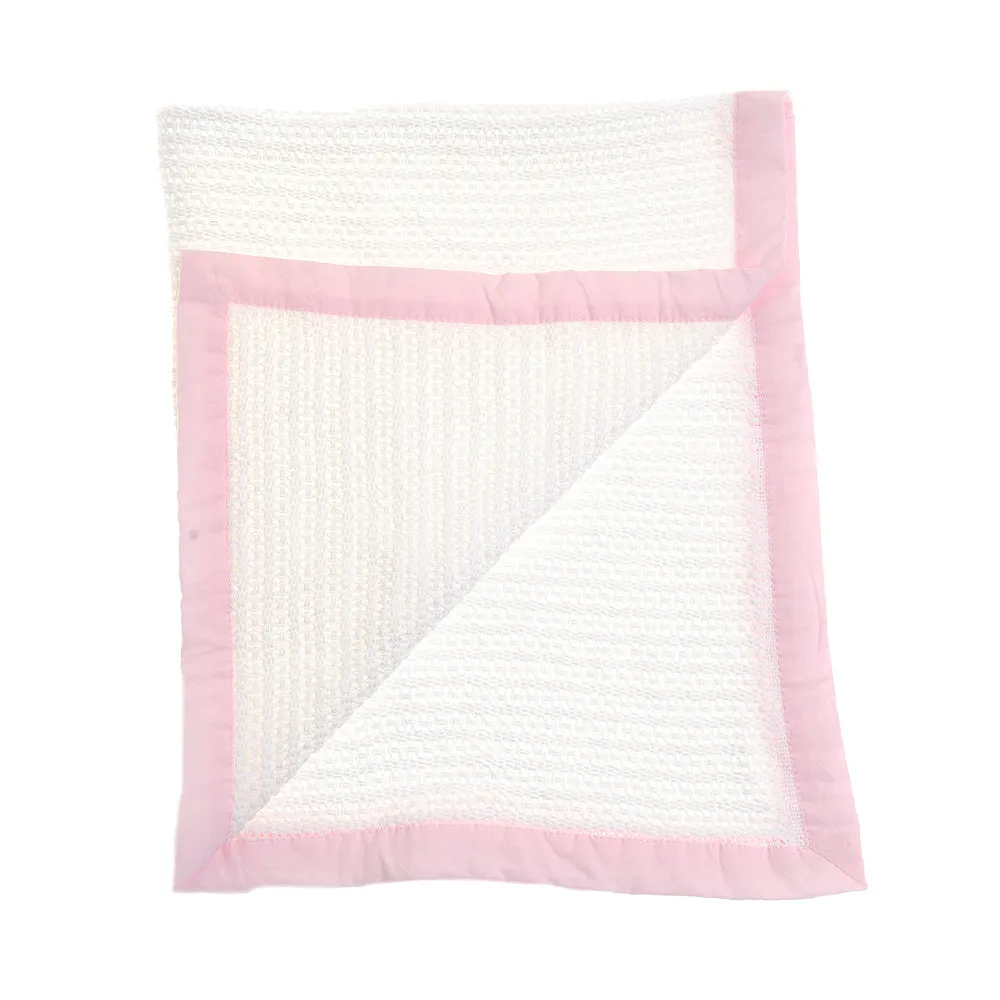 Cellular Baby Blanket | Pink Trim