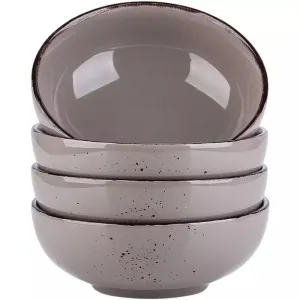 Ceramic Round Bowl with Base 4pc