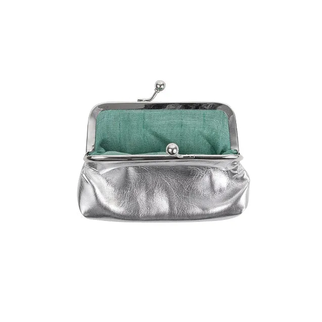 Clip Closure Coin Purse | Metallic Silver