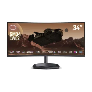 Cooler Master Gaming GM34-CWQ2 34" UltraWide Quad HD Curved Gaming Monitor - 180Hz, 0.5ms, VA, AMD FreeSync, Height Adjustable, Speakers, Black