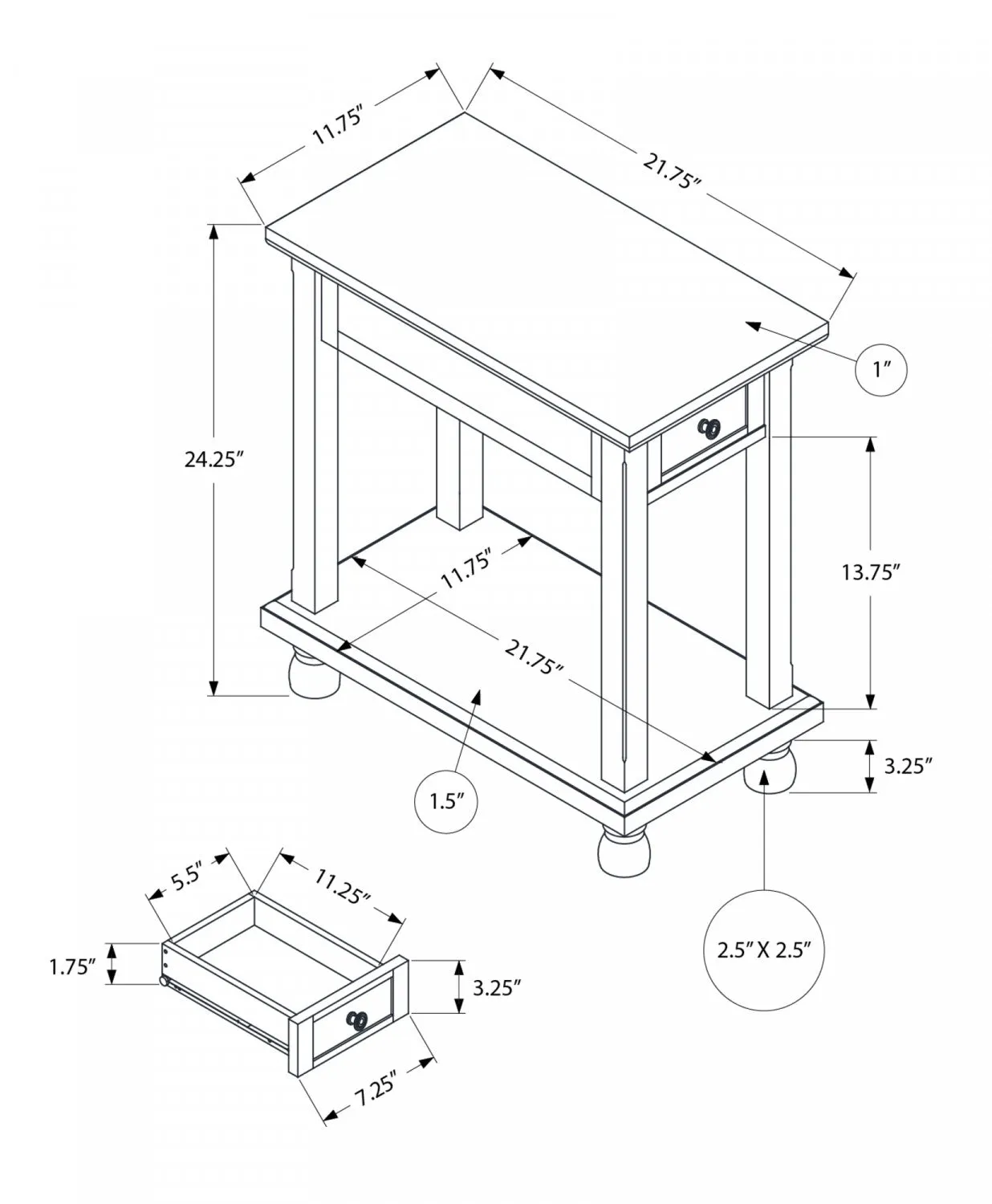 Cova Side Table - Espresso