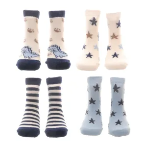Dinosaurs & Stars Baby Socks | 0-6 Months | Set of 4