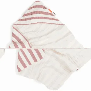 Done by Deer Towel W/Hood GOTS Stripes Powder