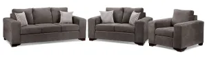 Fava Sofa, Loveseat and Chair Set - Grey