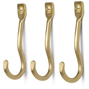 Ferm Living Curvature Mini Hook Brass, 3 Pcs.