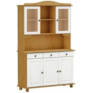 Finestra Rubi 3 2 Door Buffet Hutch L1284 x W430 x H1970mm Teak Off White No Warranty