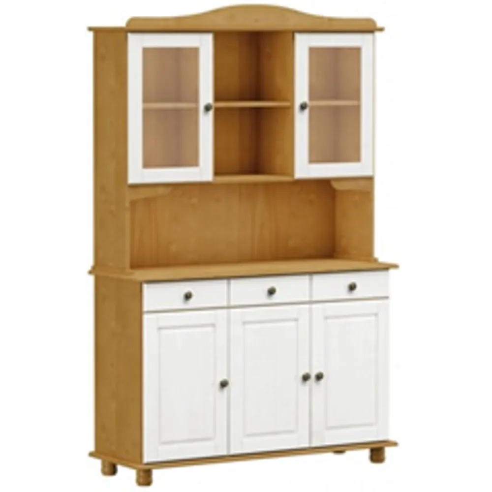 Finestra Rubi 3 2 Door Buffet Hutch L1284 x W430 x H1970mm Teak Off White No Warranty