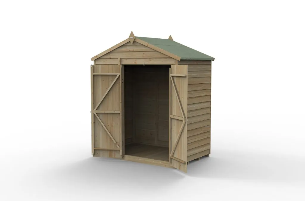 Forest Garden 4life Apex Shed 6x4 with Double Door and No Windows