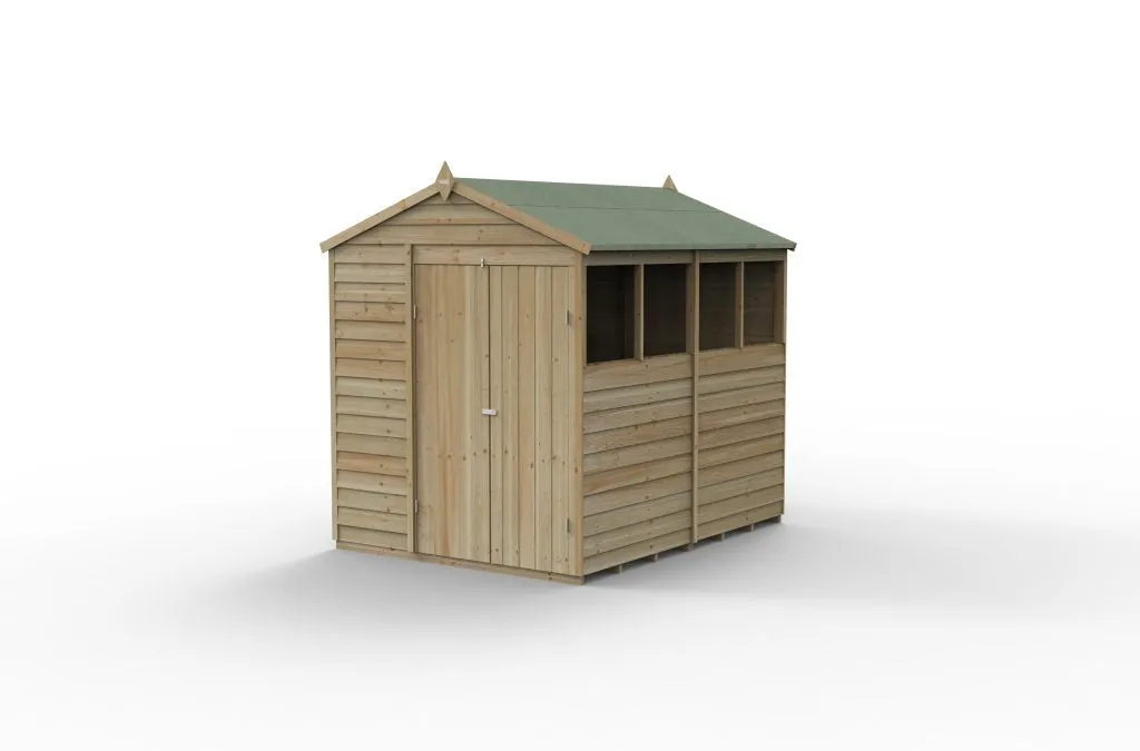 Forest Garden 4life Apex Shed 6x8 with Double Door and 4 Windows