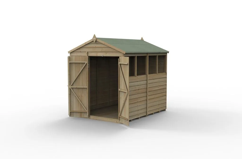Forest Garden 4life Apex Shed 6x8 with Double Door and 4 Windows