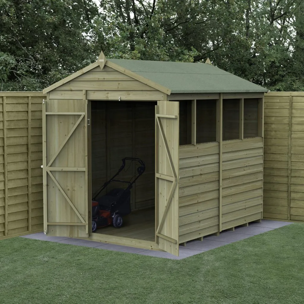 Forest Garden 4life Apex Shed 6x8 with Double Door and 4 Windows
