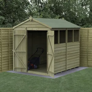 Forest Garden 4life Apex Shed 6x8 with Double Door and 4 Windows