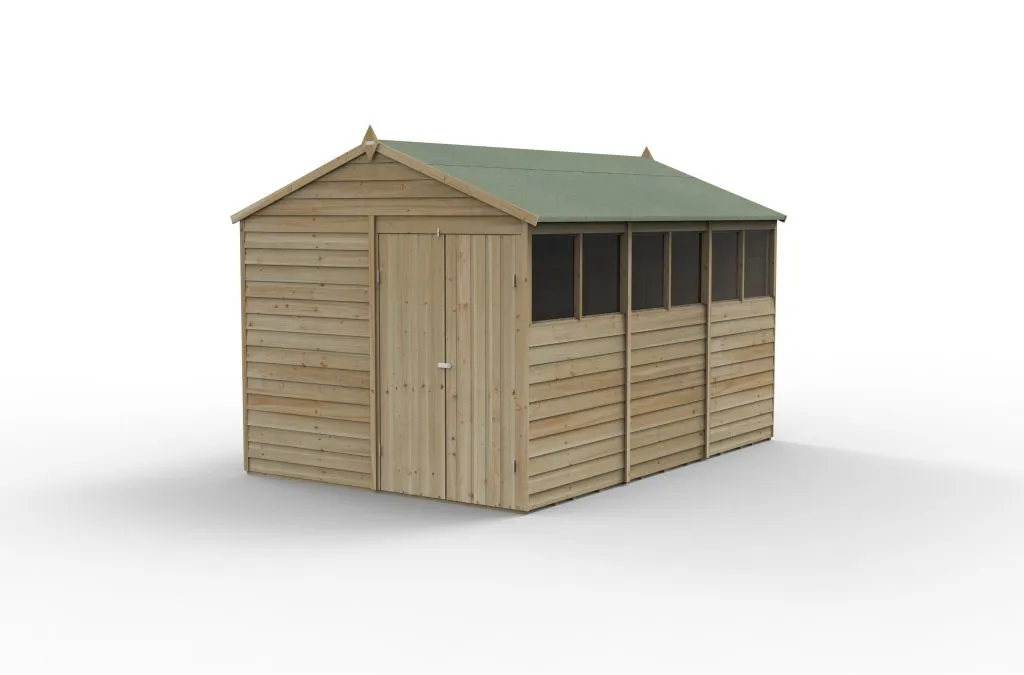 Forest Garden 4life Apex Shed 8x12 with Double Door and 6 Windows