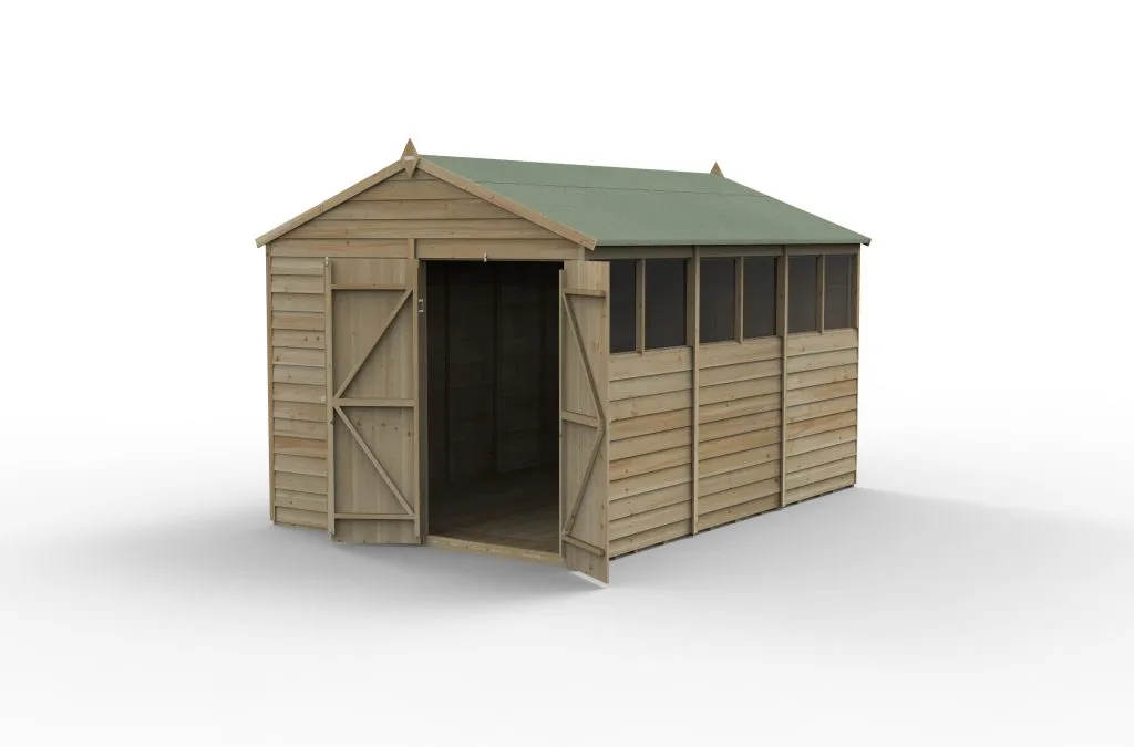 Forest Garden 4life Apex Shed 8x12 with Double Door and 6 Windows
