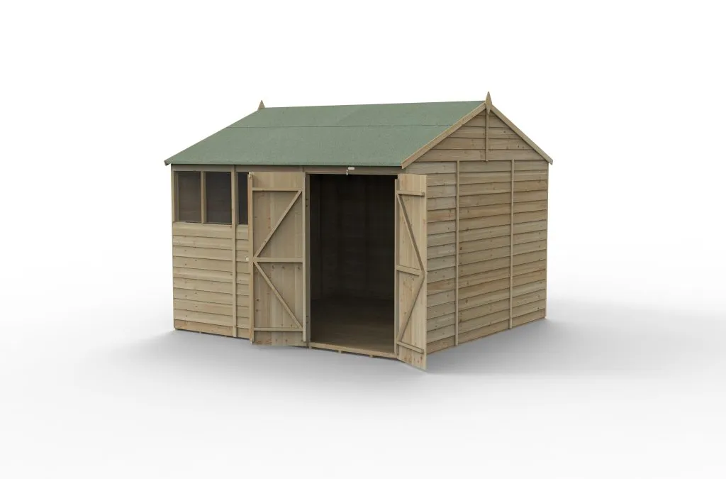 Forest Garden 4life Reverse Apex Shed 10x10 with Double Door and 4 Windows