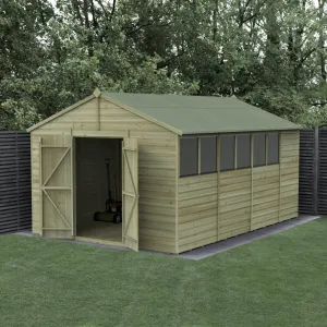 Forest Garden Beckwood 10x15 Apex Shed with 6 Windows and Double Door