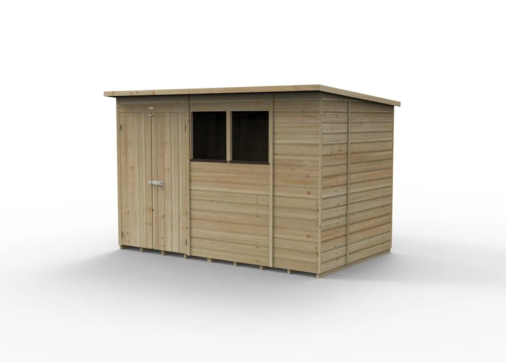 Forest Garden Beckwood 10x6 Pent Shed with 2 Windows and Double Door