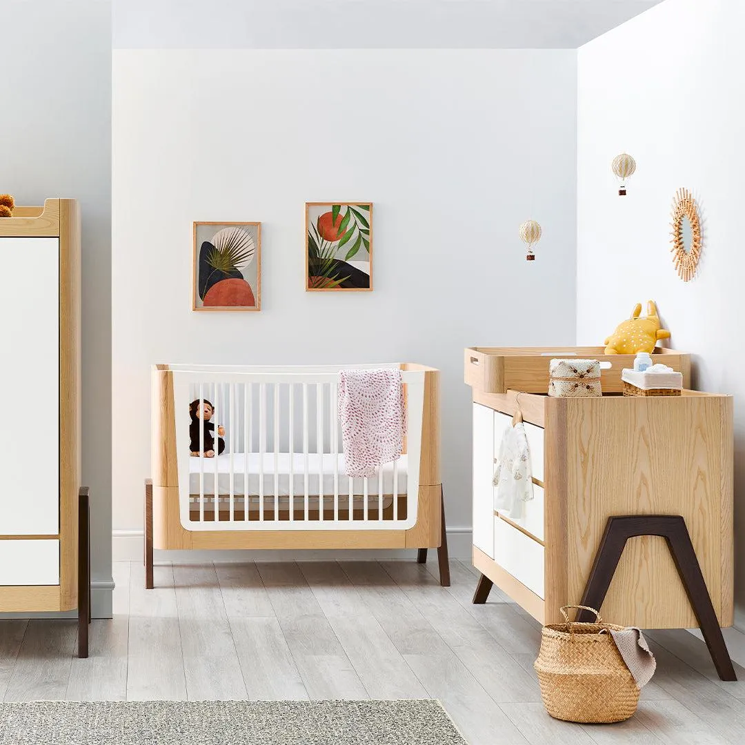 Gaia Baby Hera Cot Bed   Dresser   Wardrobe Three Piece Bundle - Natural   Walnut