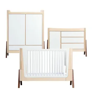 Gaia Baby Hera Cot Bed   Dresser   Wardrobe Three Piece Bundle - Natural   Walnut