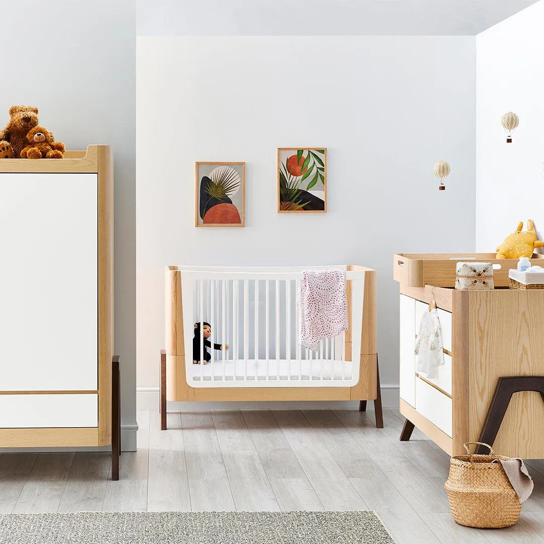 Gaia Baby Hera Cot Bed   Dresser   Wardrobe Three Piece Bundle - Natural   Walnut