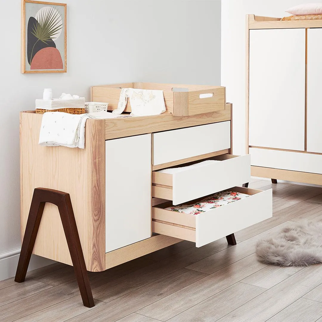 Gaia Baby Hera Cot Bed   Dresser   Wardrobe Three Piece Bundle - Natural   Walnut