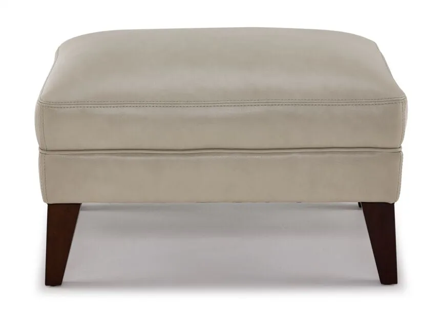 Gerald Leather Large Ottoman - Ivory