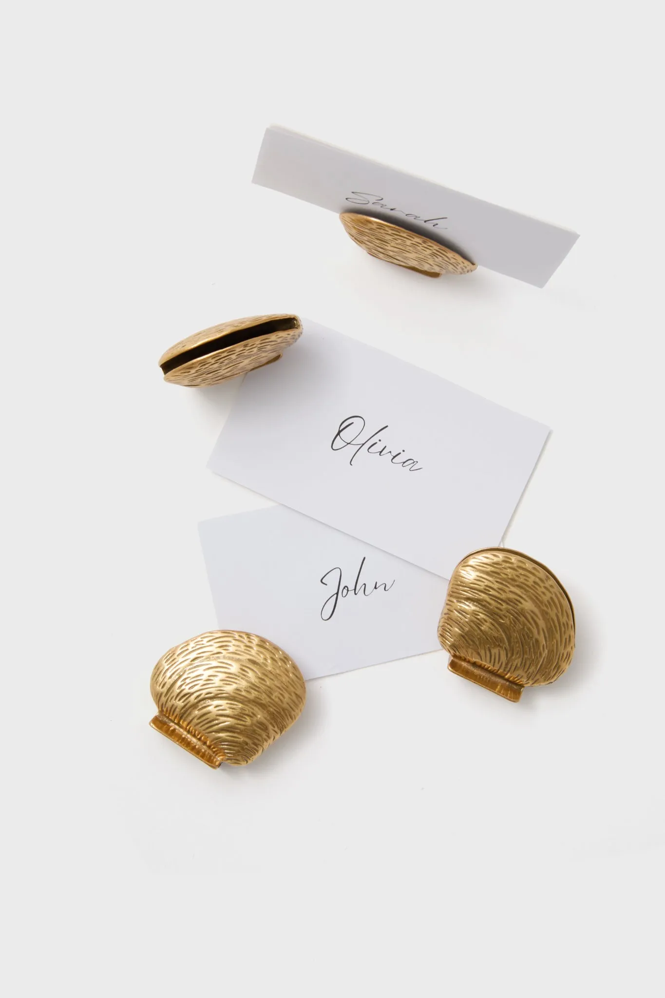 Gold Clam Shell Placecard Holders Set of 4