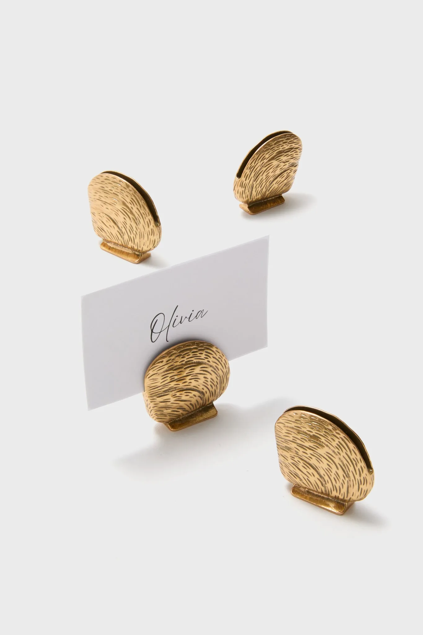 Gold Clam Shell Placecard Holders Set of 4