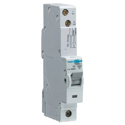 Hager ADA316G 16a 30ma B Curve RCBO