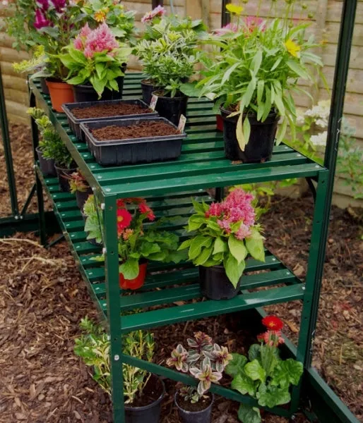 Halls Green Aluminium 2 Tier Slatted Greenhouse Staging 4ft