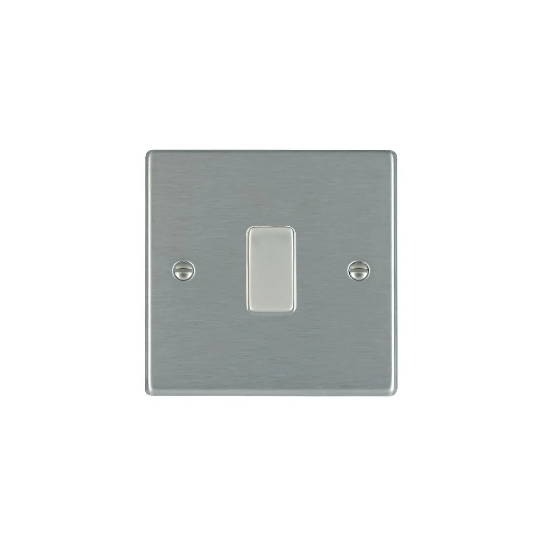 Hamilton 74R21SS-W 1 Gang 10AX 2 Way Single Pole Rocker Switch - Satin Steel & White Inserts