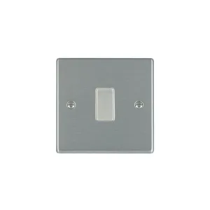 Hamilton 74R21SS-W 1 Gang 10AX 2 Way Single Pole Rocker Switch - Satin Steel & White Inserts