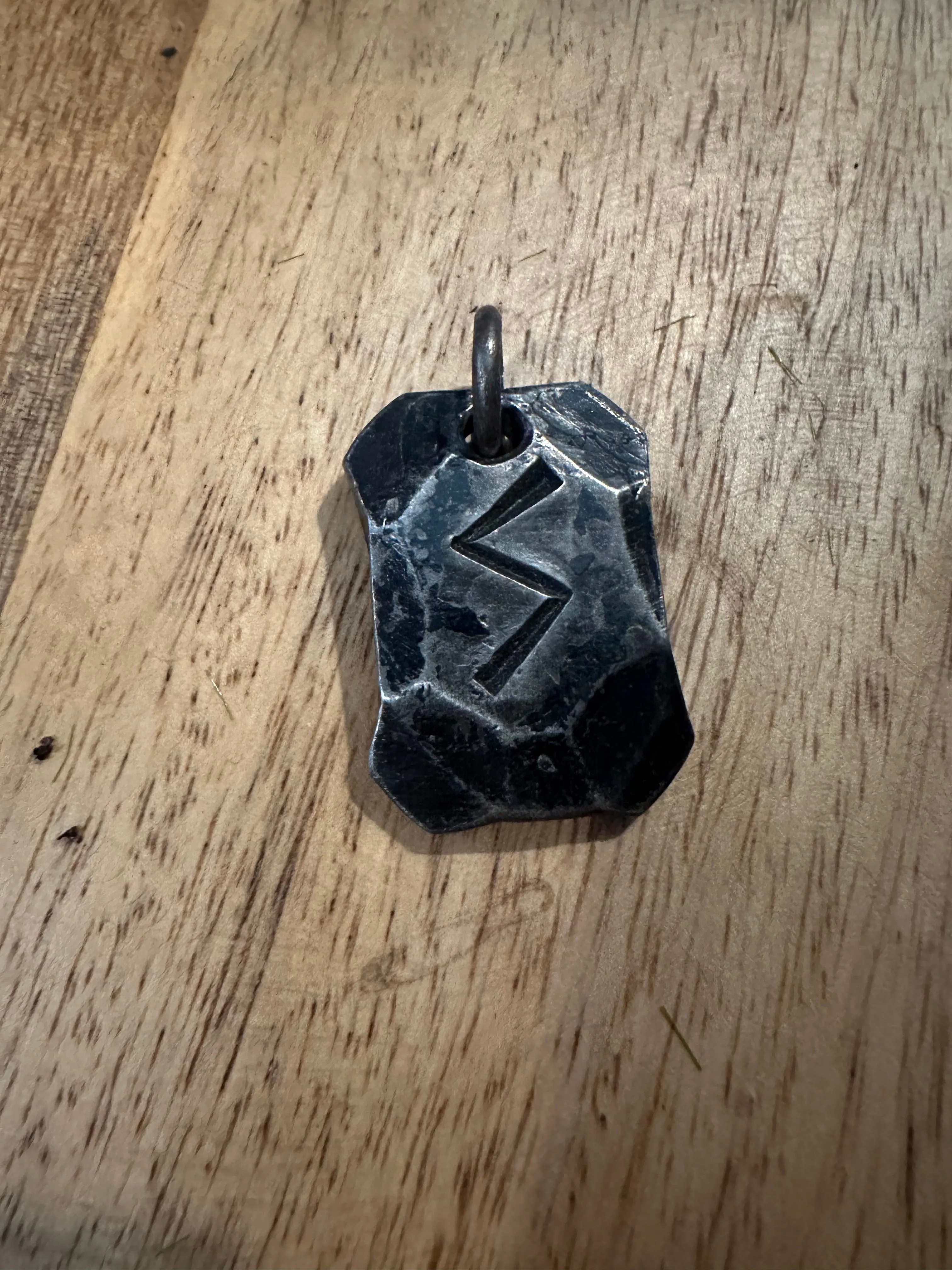 Hand Forged Steel Rune Pendants