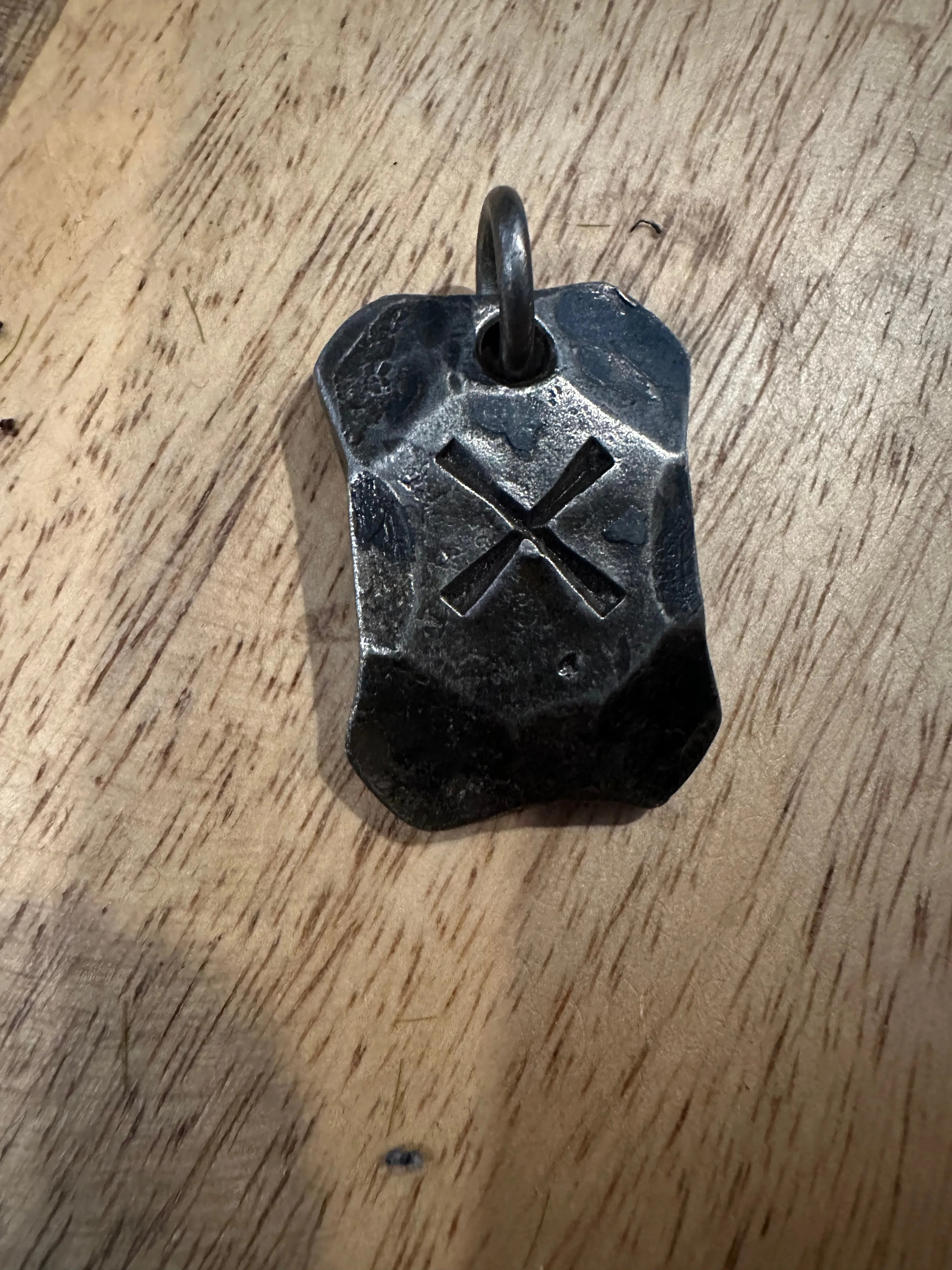 Hand Forged Steel Rune Pendants