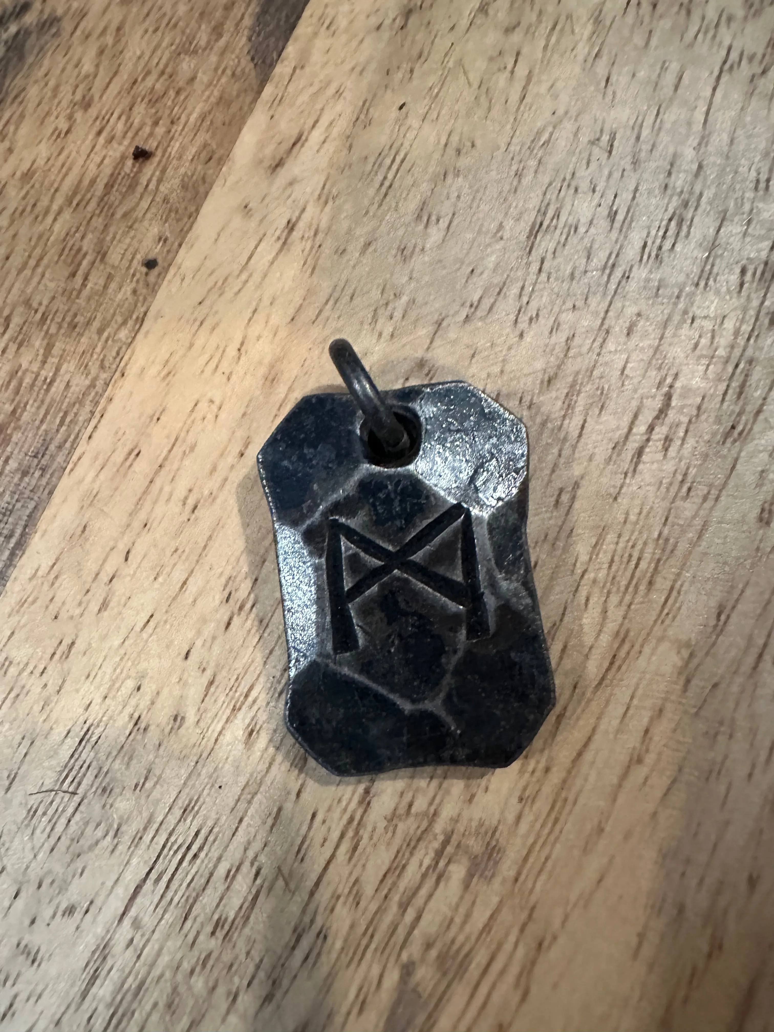 Hand Forged Steel Rune Pendants