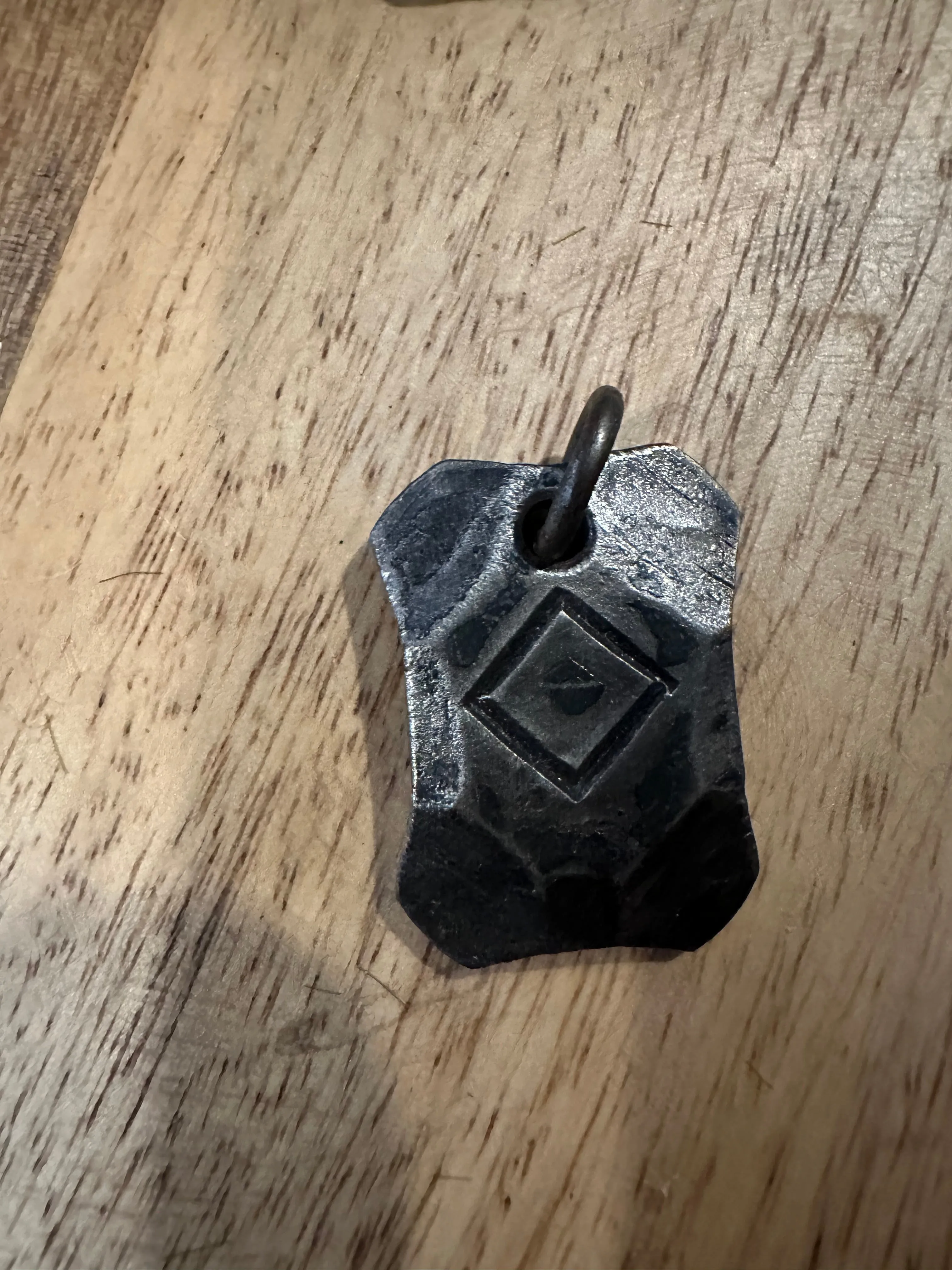 Hand Forged Steel Rune Pendants