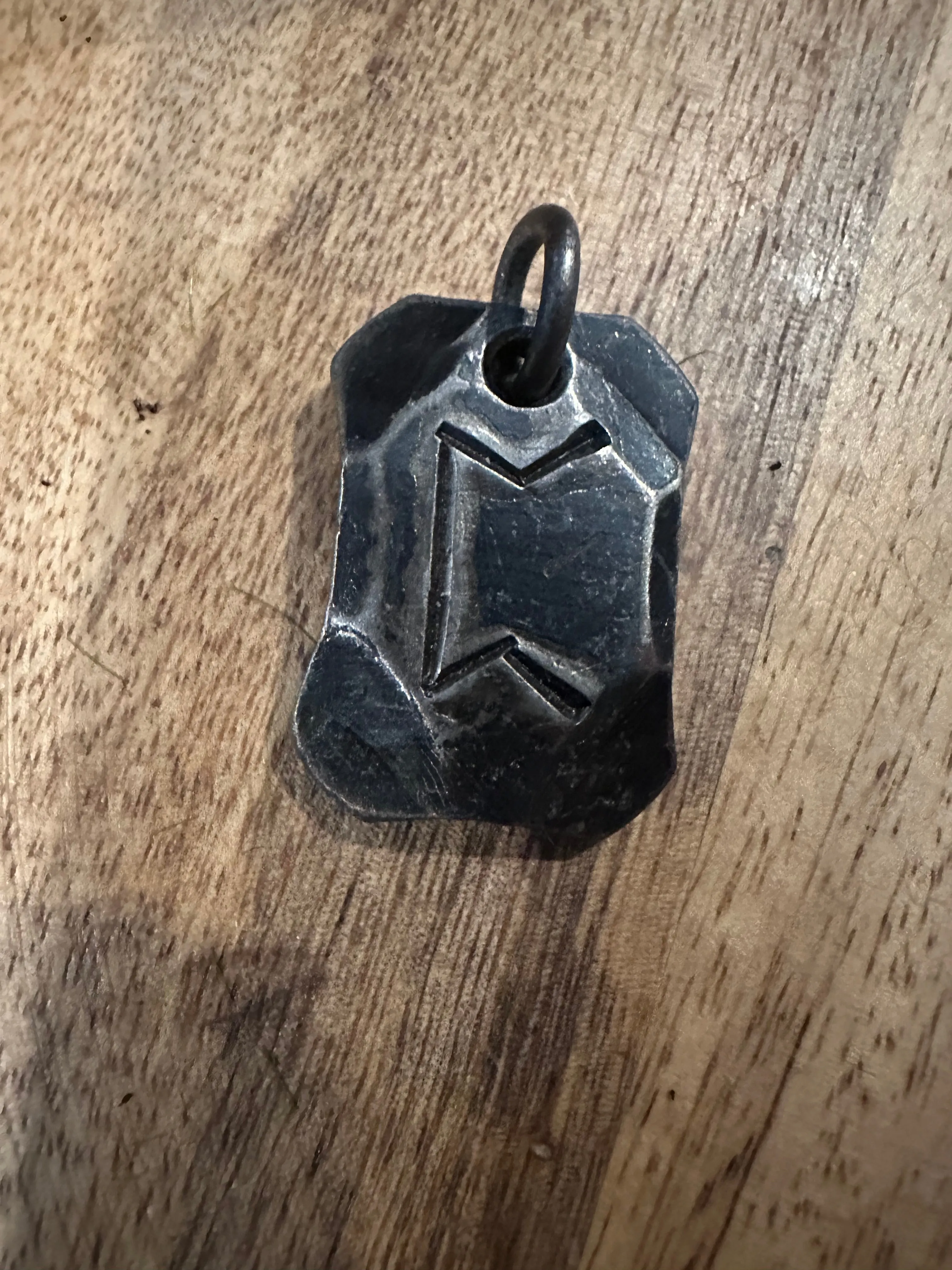 Hand Forged Steel Rune Pendants