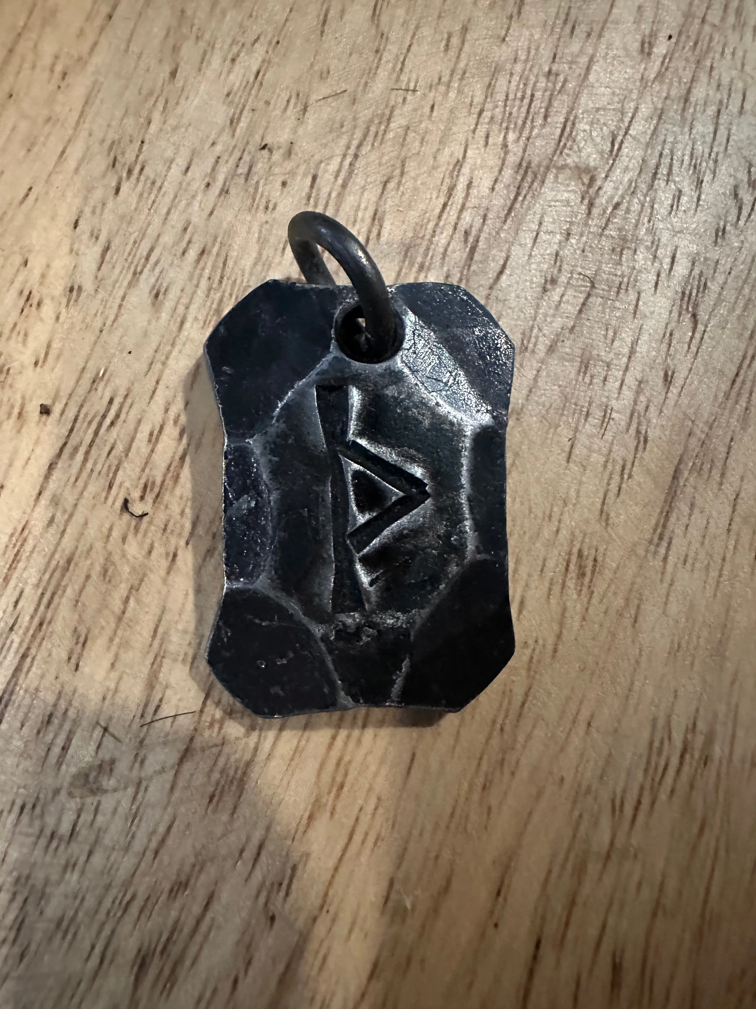 Hand Forged Steel Rune Pendants