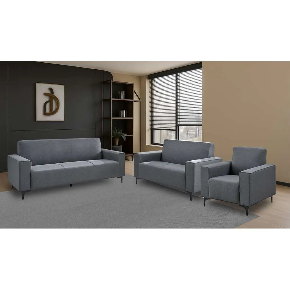 Home Basics Fabric Sofa 3 2 1 Dark Grey #AE348