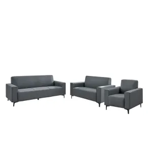Home Basics Fabric Sofa 3 2 1 Dark Grey #AE348