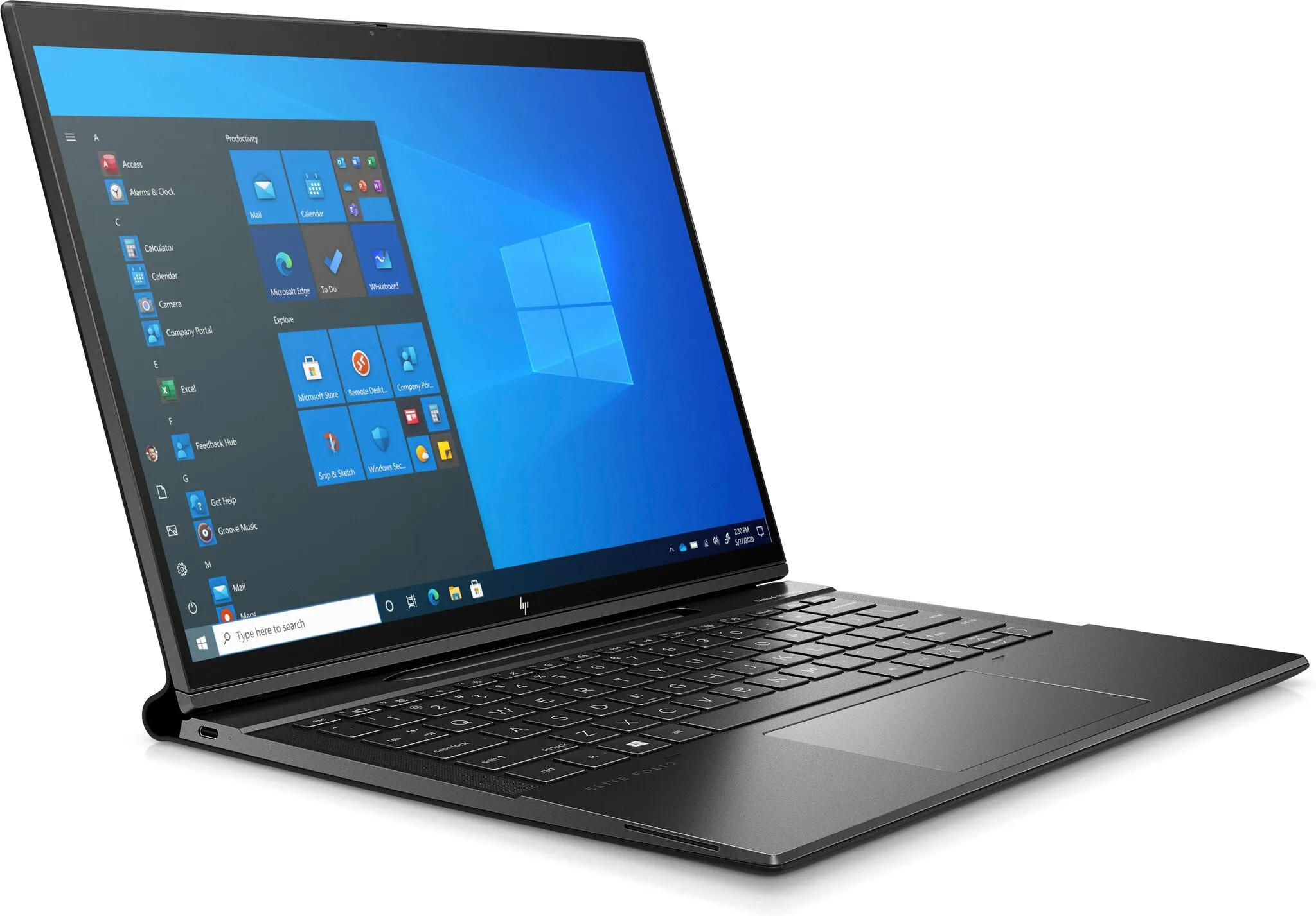 HP Elite Folio 13.5" 2-in-1 Laptop - Qualcomm Snapdragon 8CX, 8GB RAM, 256GB SSD, Touchscreen, Windows 10 Pro, Black