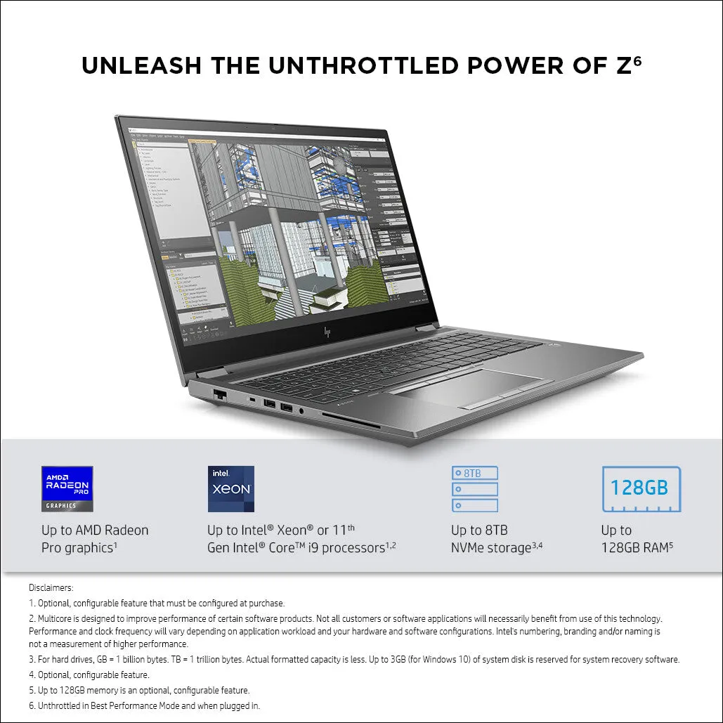 HP ZBook Fury 15.6 G8 Mobile Thin Client - Intel Core i7-11800H, 16GB RAM, 512GB SSD, Full HD, Windows 10 Pro, Grey