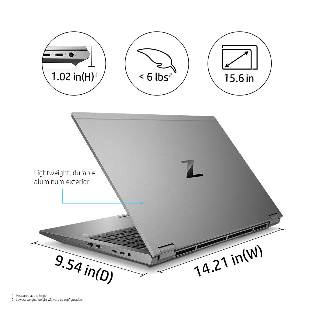 HP ZBook Fury 15.6 G8 Mobile Thin Client - Intel Core i7-11800H, 16GB RAM, 512GB SSD, Full HD, Windows 10 Pro, Grey