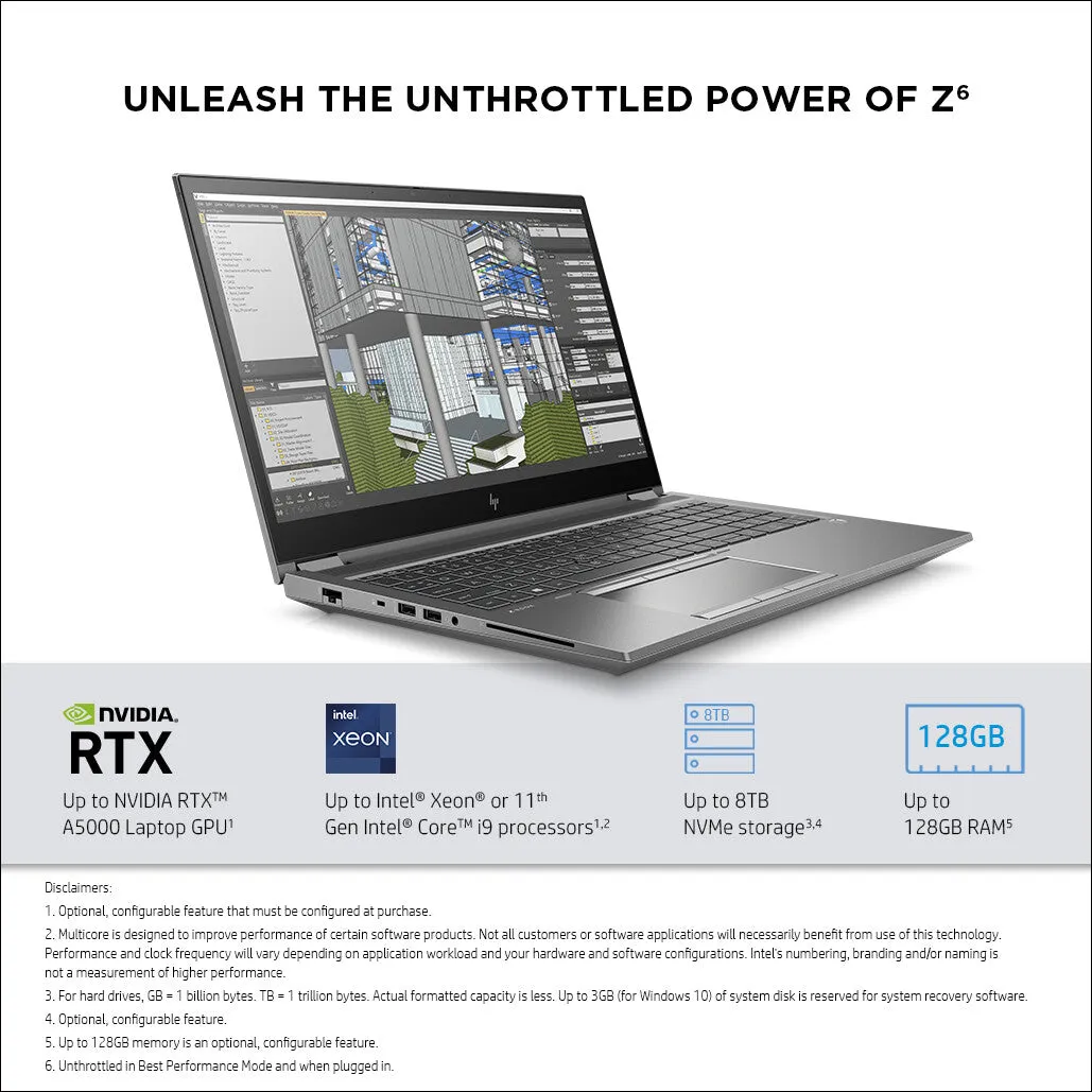 HP ZBook Fury 15.6 G8 Mobile Thin Client - Intel Core i7-11800H, 16GB RAM, 512GB SSD, Full HD, Windows 10 Pro, Grey
