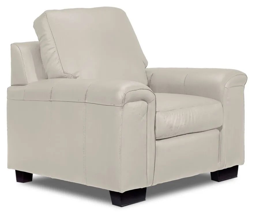 Icon Leather Sofa and Chair Set - Cloud Grey
