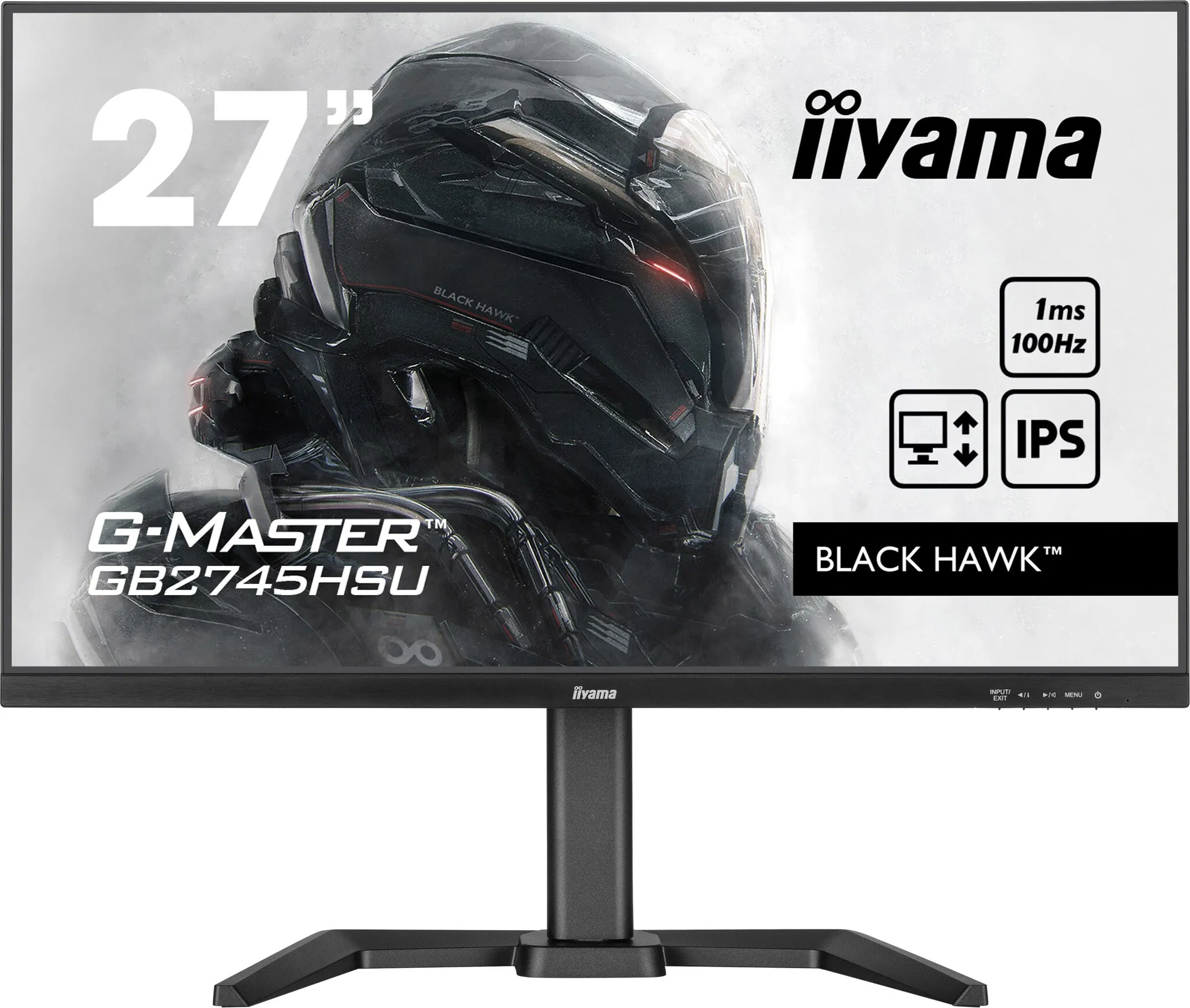 iiyama G-MASTER Black Hawk GB2745HSU-B1 27" Full HD Gaming Monitor - 100Hz, 1ms, IPS, AMD FreeSync, Height Adjustable, Speakers, Black
