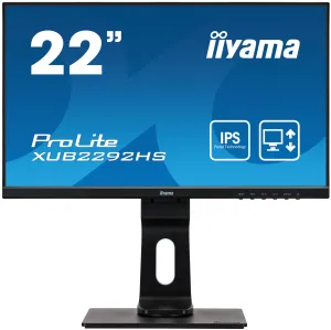 iiyama ProLite XUB2292HS-B1 21.5" Full HD Monitor - 75Hz, 4ms, IPS, Height Adjustable, Speakers, Black