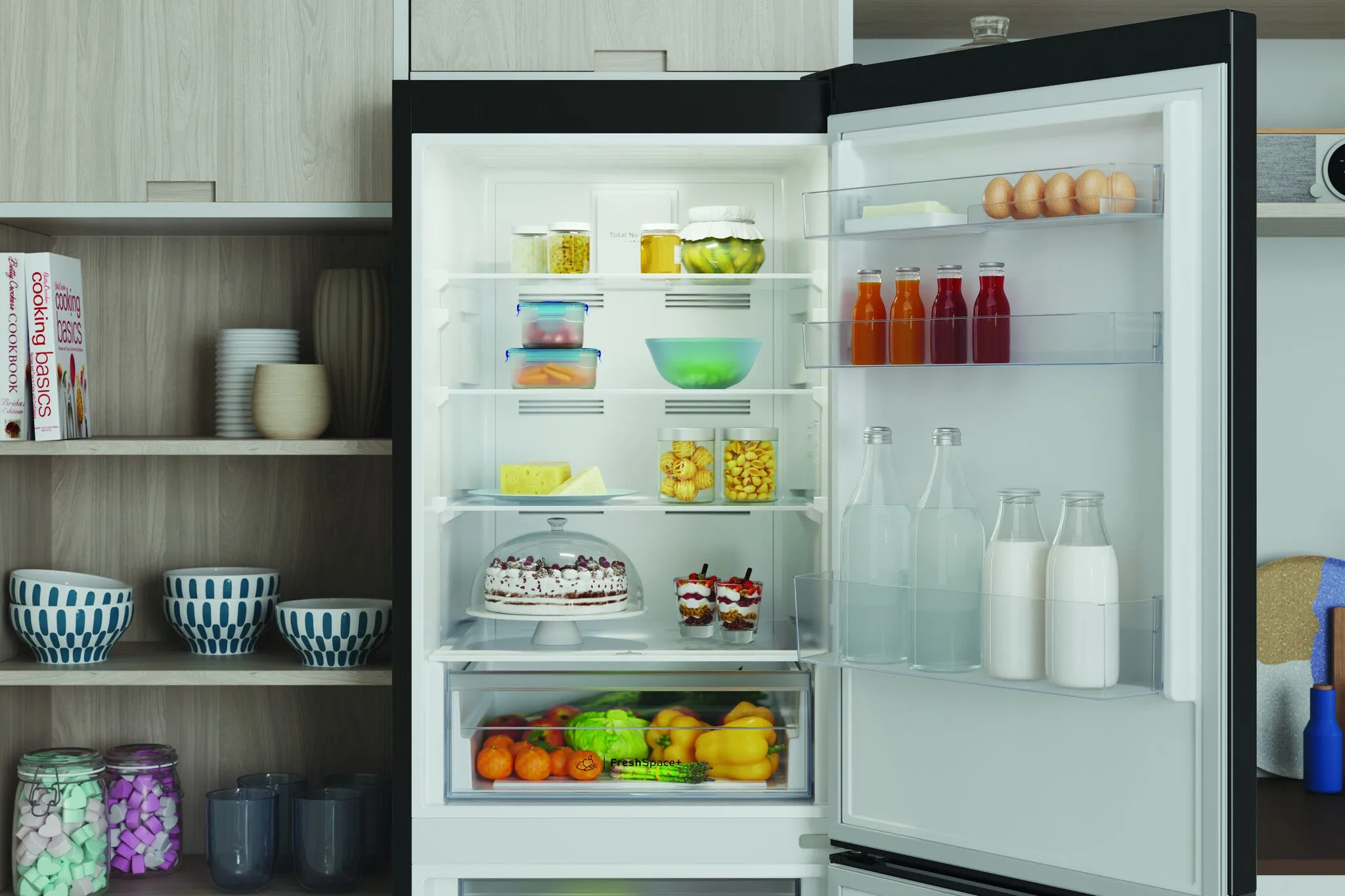 Indesit IBTNF 60182 B UK Freestanding 322L Fridge Freezer - Black, E Rated